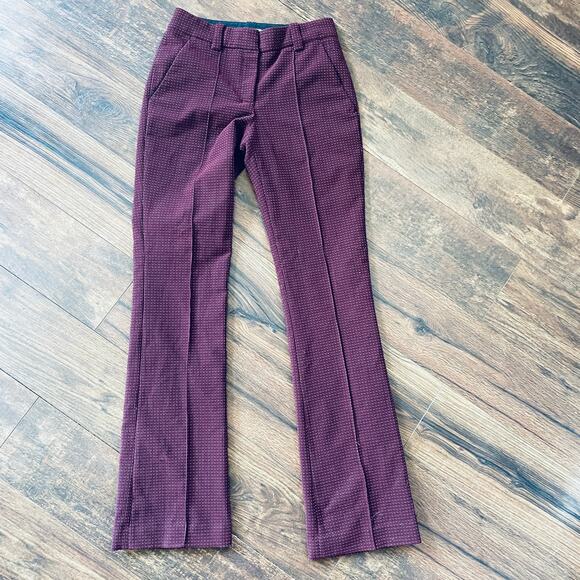 ALC Micro Dot Trousers 2 Pants Burgundy Red Maroon Academia Career A.L.C. Prep - Picture 6 of 6